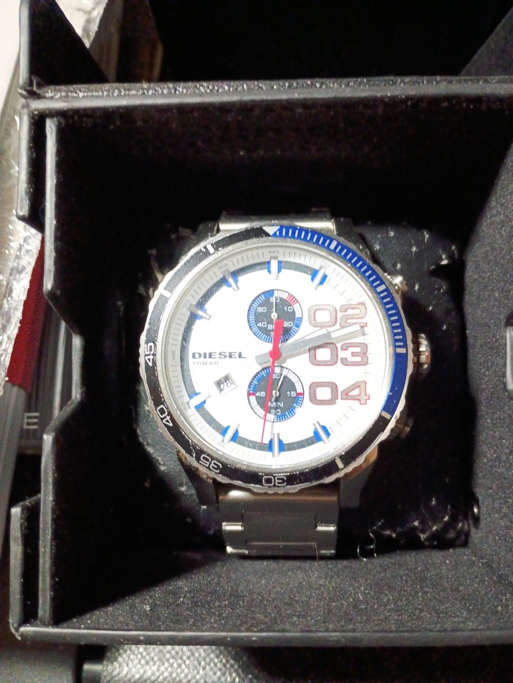 Diesel White Dial Watch with Blue Accents